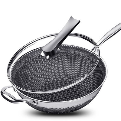 Revestimento interno antiaderente Wok de aço inoxidável com aquecimento rápido e modelos personalizáveis