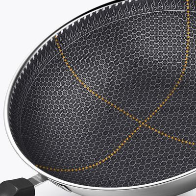 Revestimento interno antiaderente Wok de aço inoxidável com aquecimento rápido e modelos personalizáveis