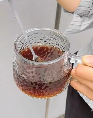Copo de café da manhã com tampa e tampa Copo de café de vidro transparente 12,5*13*8cm