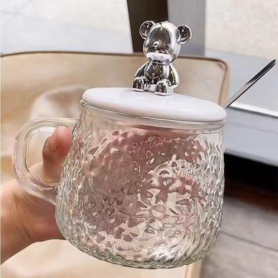 Minimalista Design Copo de Café de Vidro com Manopla Capa de Colher de Alta Aparência 380ml Capacidade