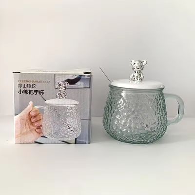 Minimalista Design Copo de Café de Vidro com Manopla Capa de Colher de Alta Aparência 380ml Capacidade