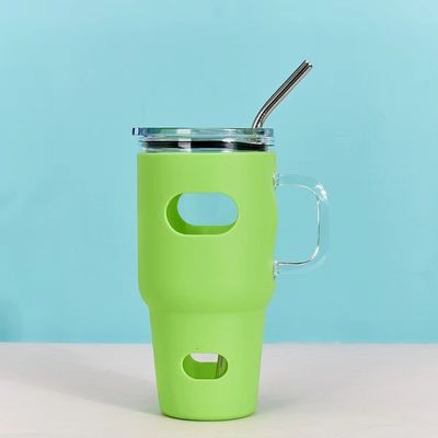 Sublimação de graus alimentícios 32oz Tumbler de vidro com tampa de madeira e palha Eco-friendly