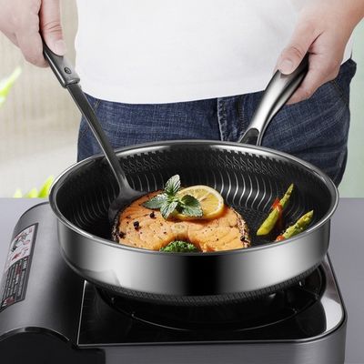 Panela de fritar de casca de mel não pegajosa de aço inoxidável de 3 camadas para utensílios de cozinha duráveis