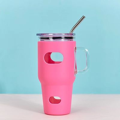 Grau de alimentos 32oz Sublimação de vidro Tumbler com tampa de madeira e palha cor personalizada