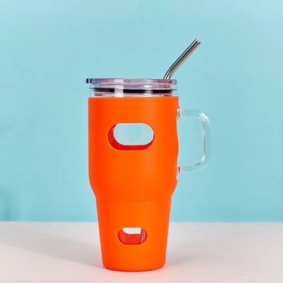 Grau de alimentos 32oz Sublimação de vidro Tumbler com tampa de madeira e palha cor personalizada