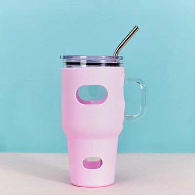 32oz Sublimação de Tumbler de vidro com tampa de madeira e palha