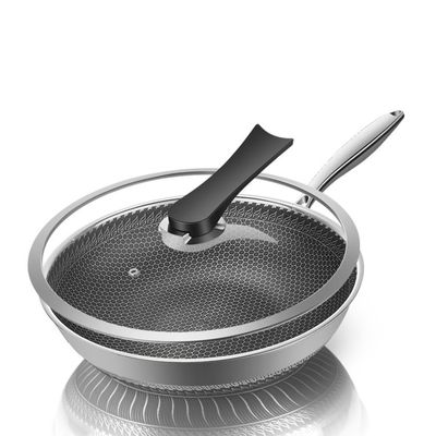 Cozinha com panelas de fritar de honeycomb antiaderente com alça resistente ao calor