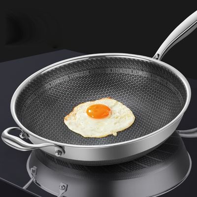 Cozinha com panelas de fritar de honeycomb antiaderente com alça resistente ao calor