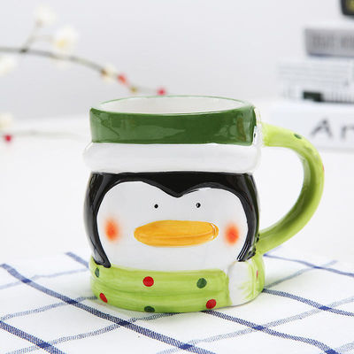 Taça de cerâmica personalizada de Natal com estilo desenho animado 3D do Papai Noel e cor personalizada