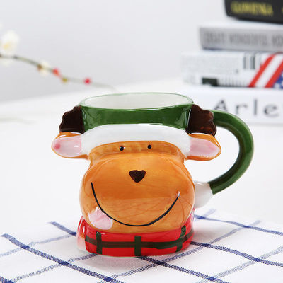 Taça de cerâmica personalizada de Natal com estilo desenho animado 3D do Papai Noel e cor personalizada