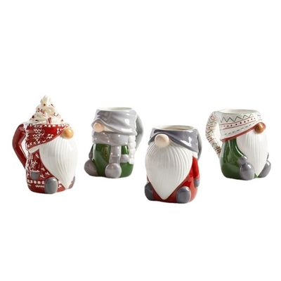 Taça de cerâmica personalizada de Natal com estilo desenho animado 3D do Papai Noel e cor personalizada