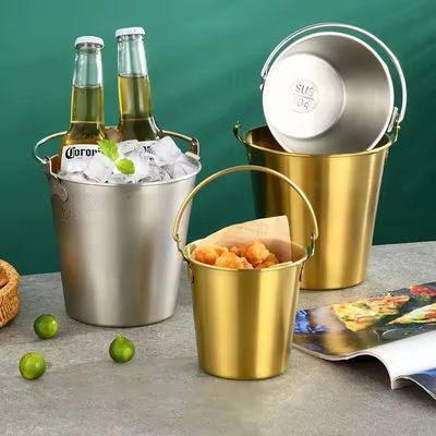 Frigorífico de bebidas para festas com balde de gelo de aço inoxidável de estilo americano para vinho e cerveja