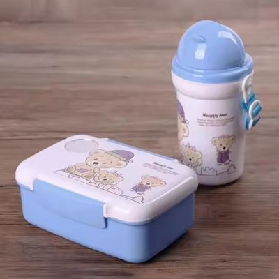 500 ml de chaleira de palha Caixa de almoço de plástico com copo de água