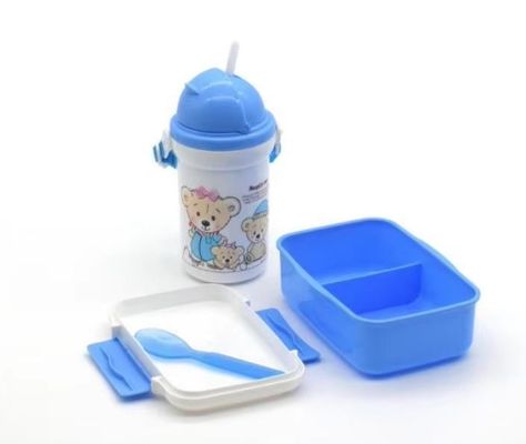 Conveniente 500 ml de chaleira de palha caixa de almoço de plástico para estudantes e crianças