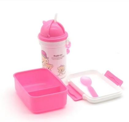Conveniente 500 ml de chaleira de palha caixa de almoço de plástico para estudantes e crianças