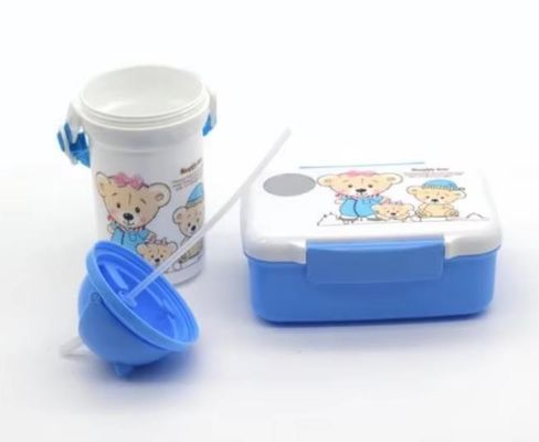 Conveniente 500 ml de chaleira de palha caixa de almoço de plástico para estudantes e crianças