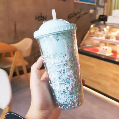 Dupla parede 550ml Bpa Grátis Glitter gelado Tumbler para viajar-Friendly