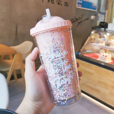 Dupla parede 550ml Bpa Grátis Glitter gelado Tumbler para viajar-Friendly