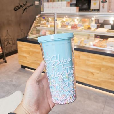Dupla parede 550ml Bpa Grátis Glitter gelado Tumbler para viajar-Friendly