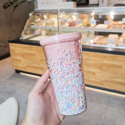 Dupla parede 550ml Bpa Grátis Glitter gelado Tumbler para viajar-Friendly