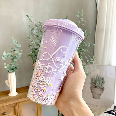 Sorvete Criativo Dupla Parede 550ml Copas de Plástico com Palha Cor Personalizada Para Unisex