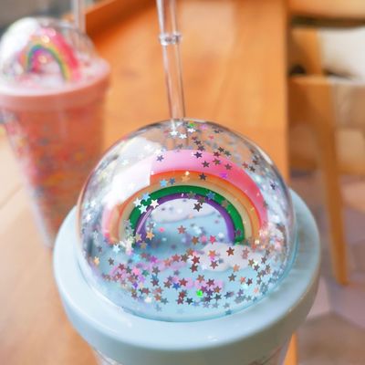 Sorvete Criativo Dupla Parede 550ml Copas de Plástico com Palha Cor Personalizada Para Unisex