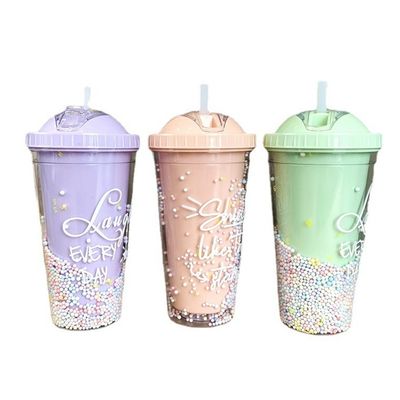 Estilo de Design Minimalista Dupla Parede Sucos Tumbler com Palha para a conveniência das meninas