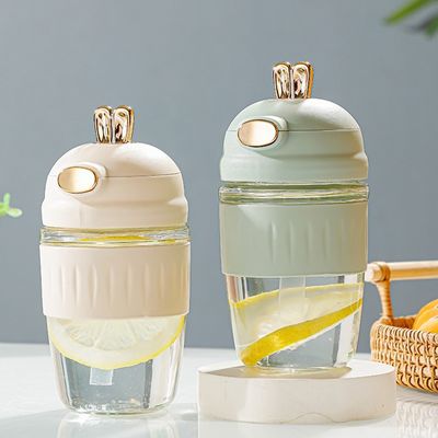 Logotipo personalizado aceitável 420ml de vidro orelhas de coelho silicone conjunto para presente delicado