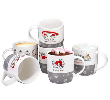 Logotipo personalizado de cerâmica 14 OZ Taça de café de Natal engraçado Papai Noel design de copos para crianças presentes
