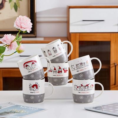 Logotipo personalizado de cerâmica 14 OZ Taça de café de Natal engraçado Papai Noel design de copos para crianças presentes