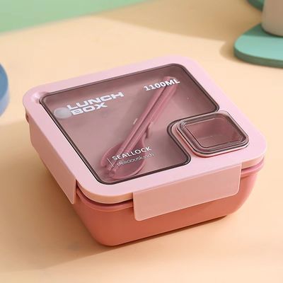 Caixa de almoço Bento de plástico portátil reutilizável para todas as pessoas aplicáveis no estilo escolar