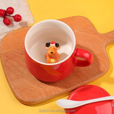 Taça de cerâmica feita à mão Taças de bebida 3D para animais bonitos para chá café presente