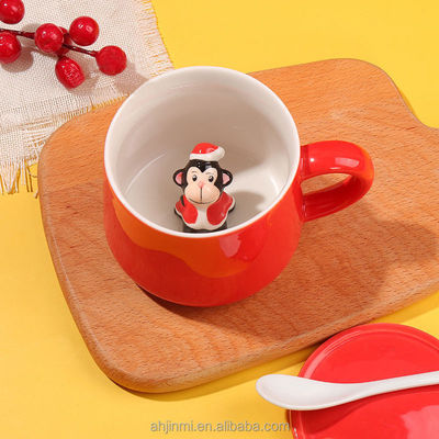 Taça de cerâmica feita à mão Taças de bebida 3D para animais bonitos para chá café presente
