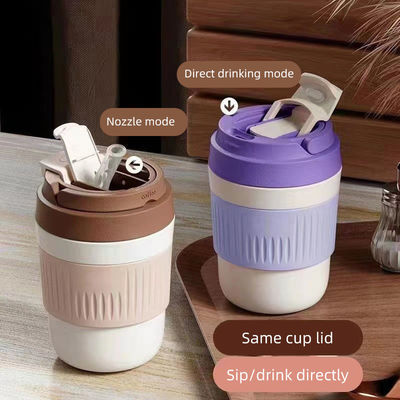 Copo de café portátil de 400 ml/550 ml caneca de café reutilizável com tampa e palha 2024 Design
