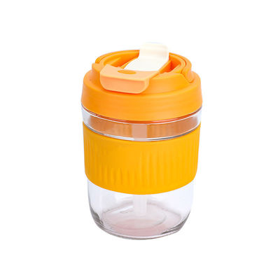 Accesível OEM/ODM 400/550ml Copo de vidro duplo à prova de derramamento com mangueira de silicone