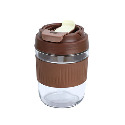 Accesível OEM/ODM 400/550ml Copo de vidro duplo à prova de derramamento com mangueira de silicone