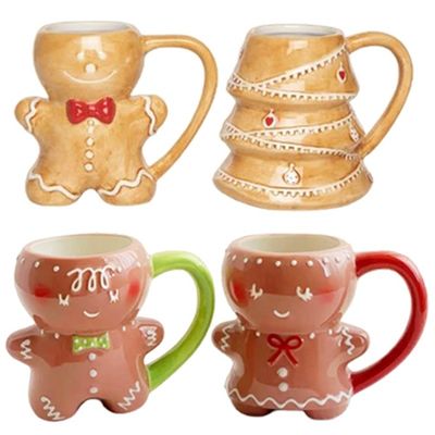 MUGS Drinkware Tipo 10OZ Cerâmica de Natal caneca de café com lindo desenho homem pão de gengibre