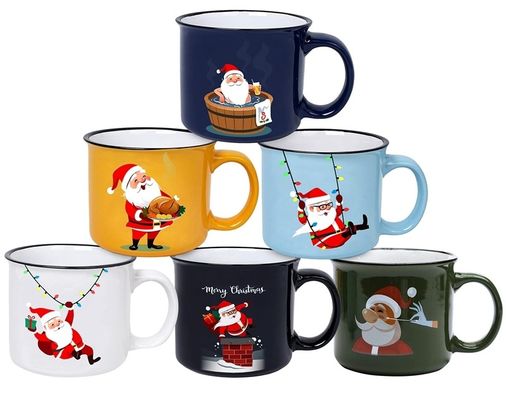 Copo de água de Natal de cerâmica à prova de quedas com alça para o leite e biscoitos do Pai Natal.