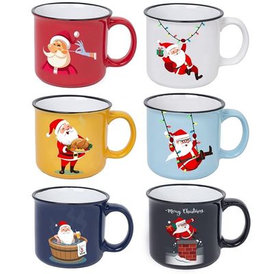 Copo de água de Natal de cerâmica à prova de quedas com alça para o leite e biscoitos do Pai Natal.