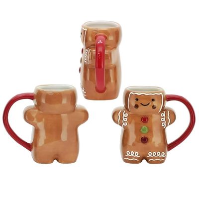 Dia de Natal Personalizado 300ml doce pão de gengibre forma de homem abraço taça cerâmica caneca de café