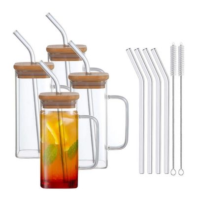 Copo de chá de café gelado com tampa e alça de palha