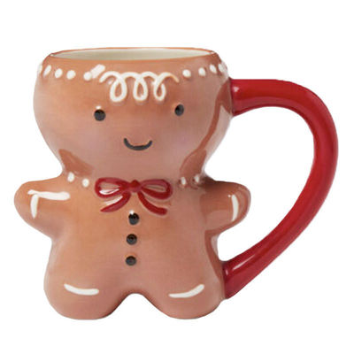 Dia de Natal Personalizado 300ml doce pão de gengibre forma de homem abraço taça cerâmica caneca de café