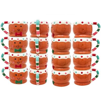 Dia de Natal Personalizado 300ml doce pão de gengibre forma de homem abraço taça cerâmica caneca de café