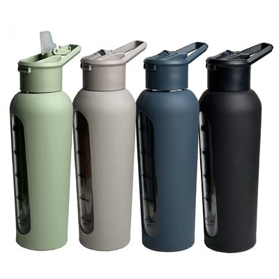 Logotipo personalizado Aceitável 700ml/1000ml garrafa de vidro portátil com carimbo de hora
