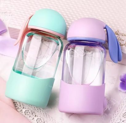 340ml de isolamento térmico personalizado ouvido de coelho bonito garrafa de água de vidro para o exterior unisex
