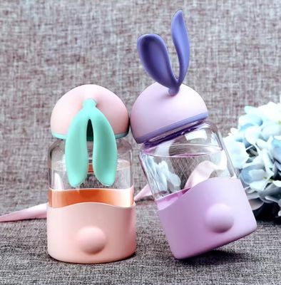 340ml de isolamento térmico personalizado ouvido de coelho bonito garrafa de água de vidro para o exterior unisex