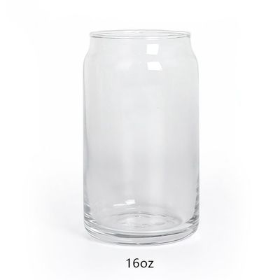 16 oz Garrafa de chá de vidro transparente Garrafa de café com tampa de madeira e palha