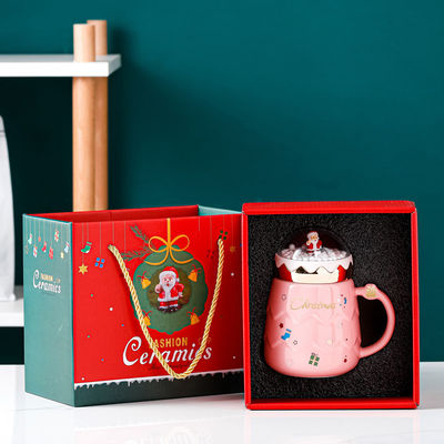 Conjunto de canecas de esmalte de cerâmica Red Mug For Christmas Gift Função de caneca de café leite água