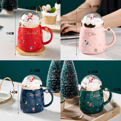 Estilo de desenho animado Taça de água de grande capacidade do Pai Natal com tampa Taça para presentes de negócios