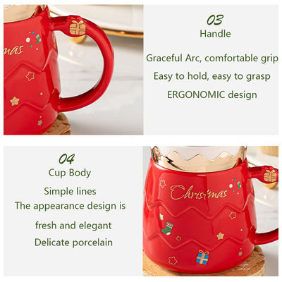 Estilo de desenho animado Taça de água de grande capacidade do Pai Natal com tampa Taça para presentes de negócios